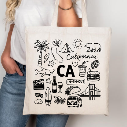 California Icons Canvas Tote Bag