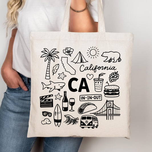 California Icons Canvas Tote Bag