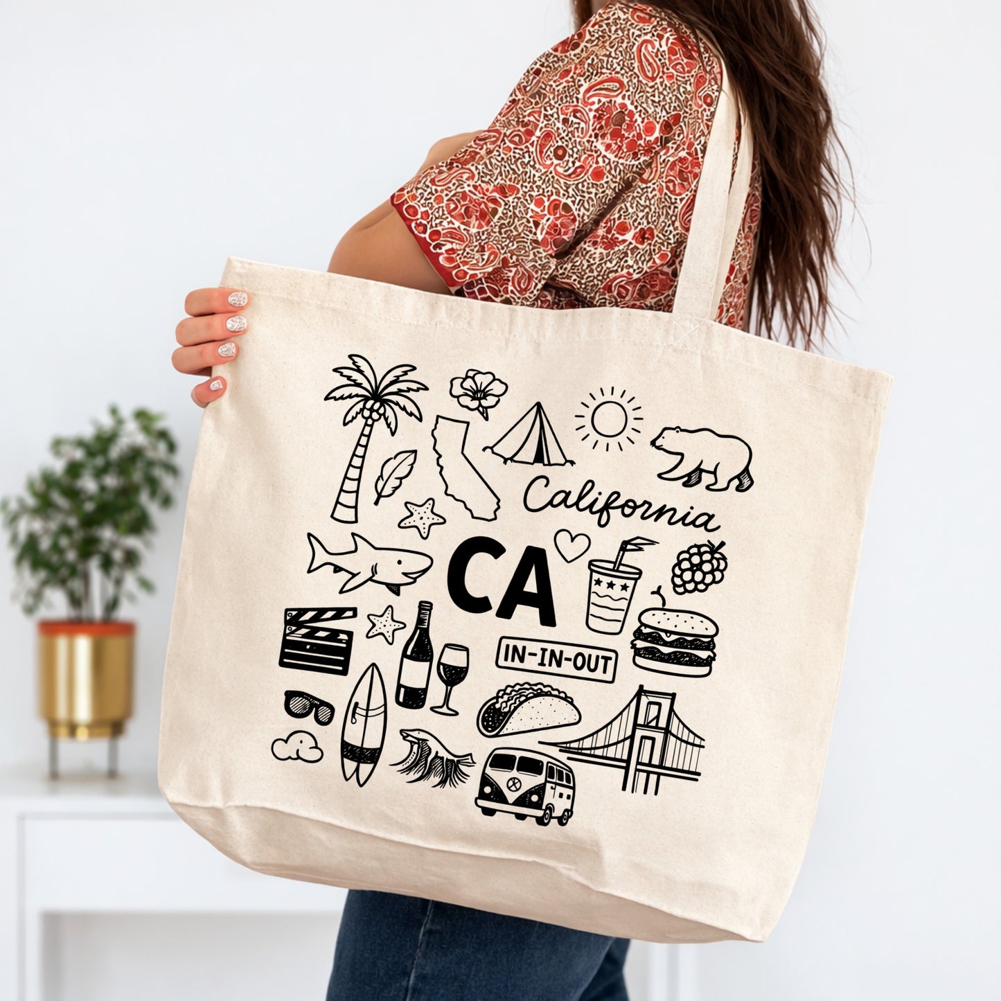 California Icons Large Tote Bag 20x15