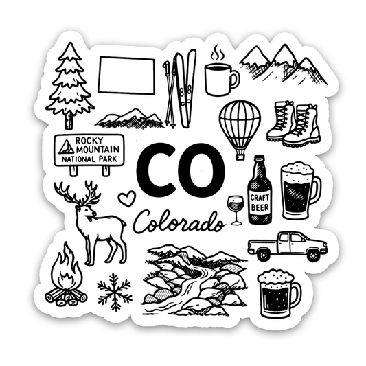Colorado Adventure Mountain Icons Sticker