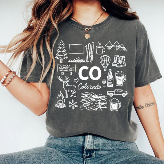 Colorado State Icons Souvenir Tee
