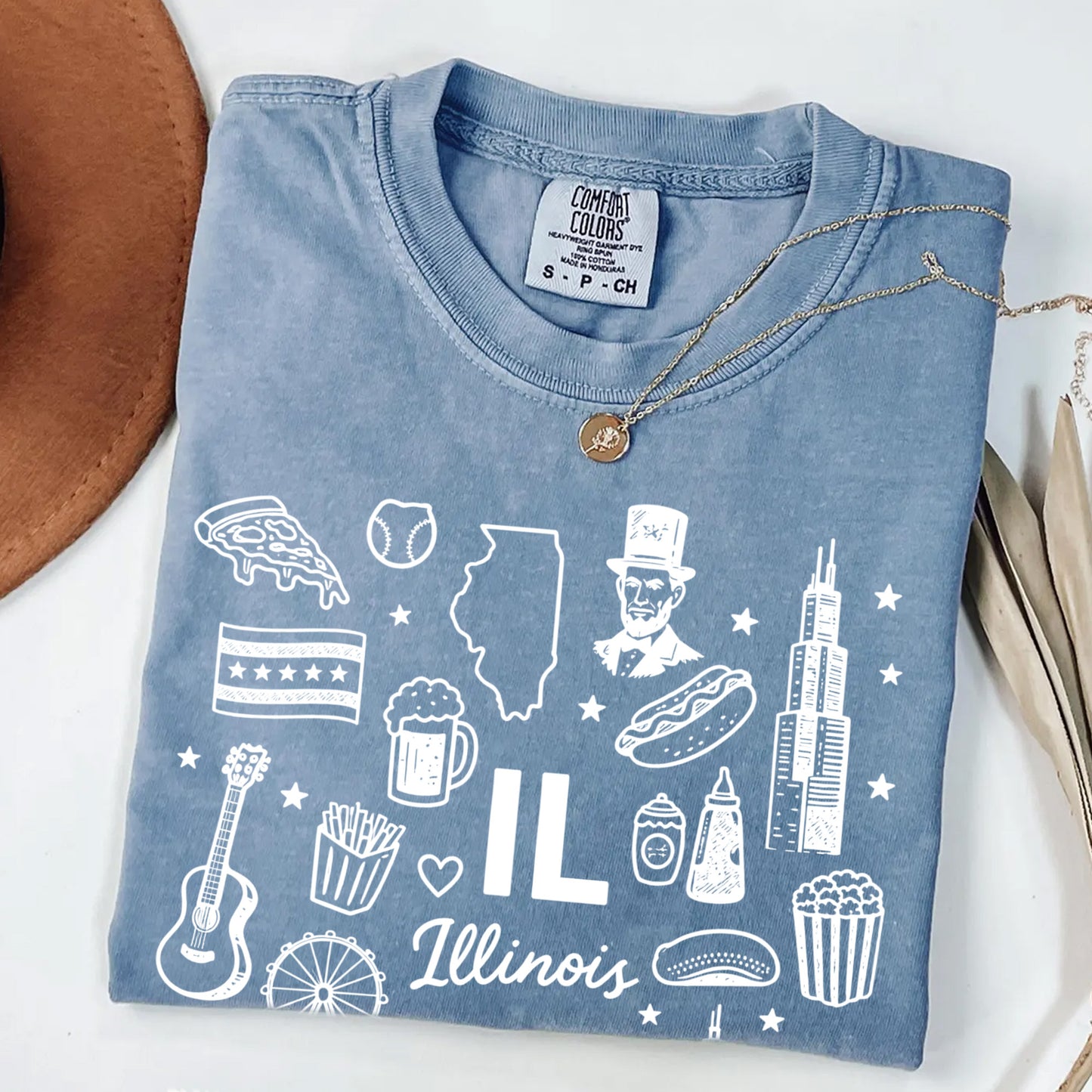 Illinois State Icons Souvenir Tee