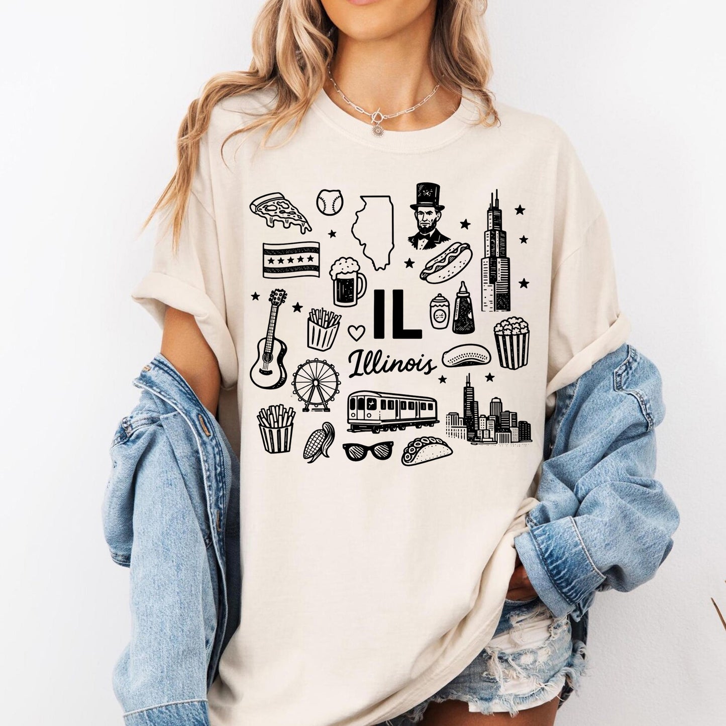 Illinois State Icons Souvenir Tee