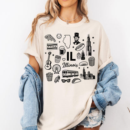 Illinois State Icons Souvenir Tee