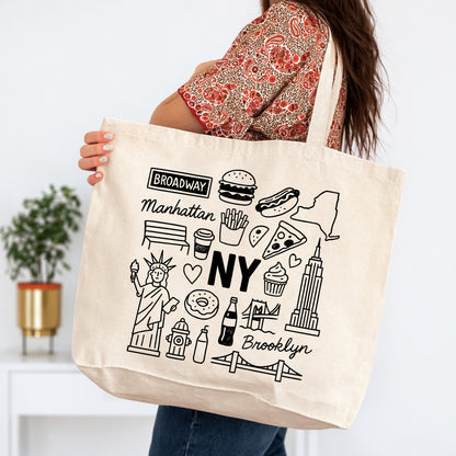 New York State Icons Large Tote Bag 20x15