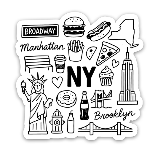 New York City State Icons Doodle Sticker