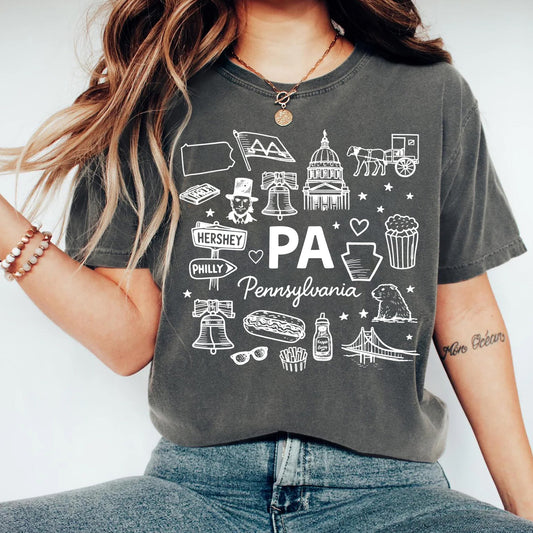 Pennsylvania State Icons Souvenir Tee
