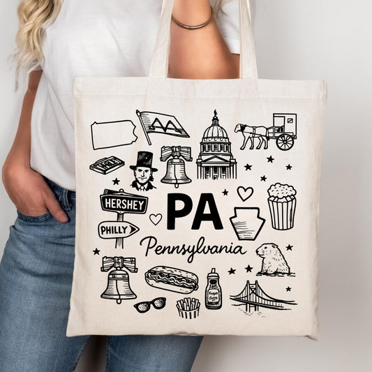 Pennsylvania State Icons Canvas Tote Bag