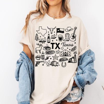 Texas State Icons Souvenir Tee