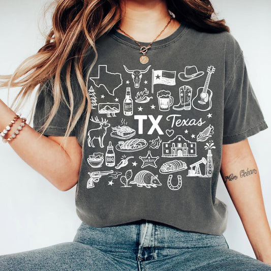 Texas State Icons Souvenir Tee