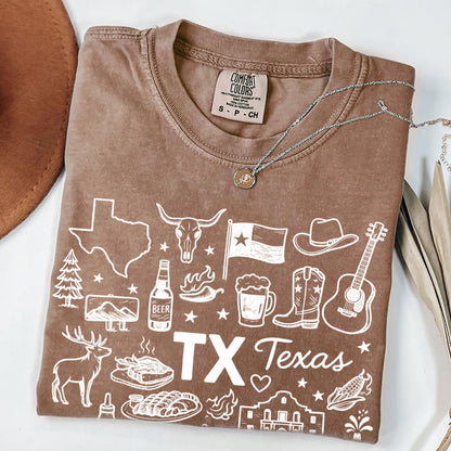 Texas State Icons Souvenir Tee