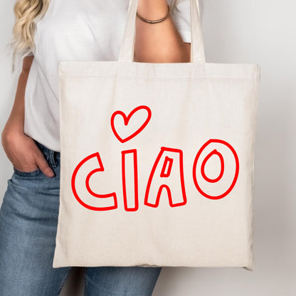 Ciao Heart Italian Tote Bag