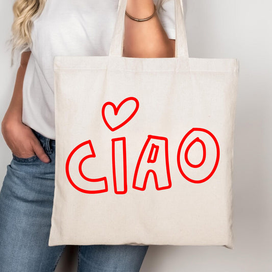 Ciao Heart Italian Tote Bag