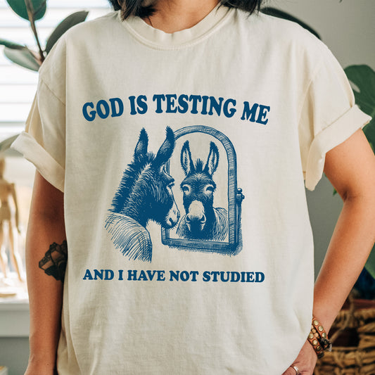 God Is Testing Me And I Have Not Stuided Funny Shirt