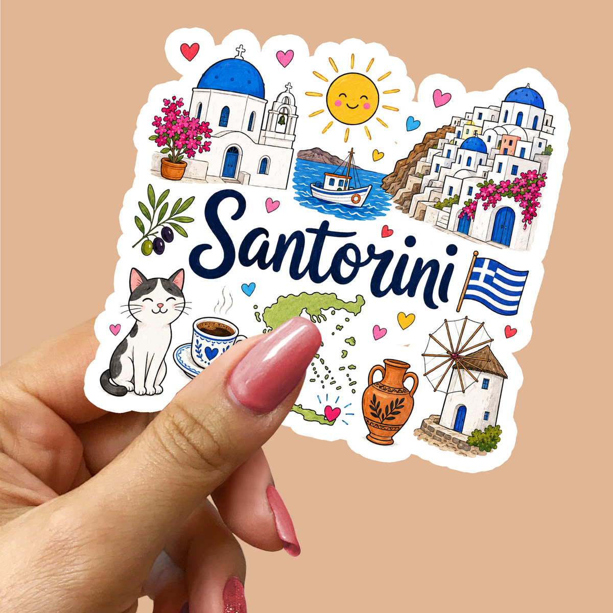 Santorini Greece Sticker