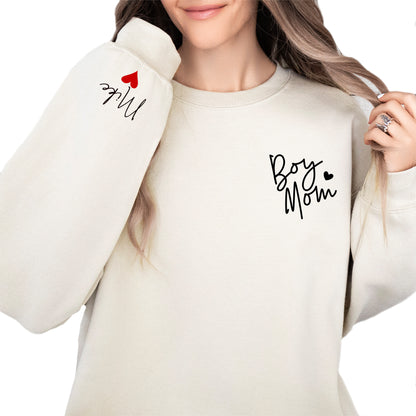 Boy Mom Sweatshirt With Kids Name on Sleeve