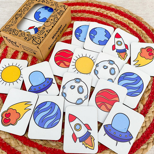 Space Themed Wooden Memory Game for Kids