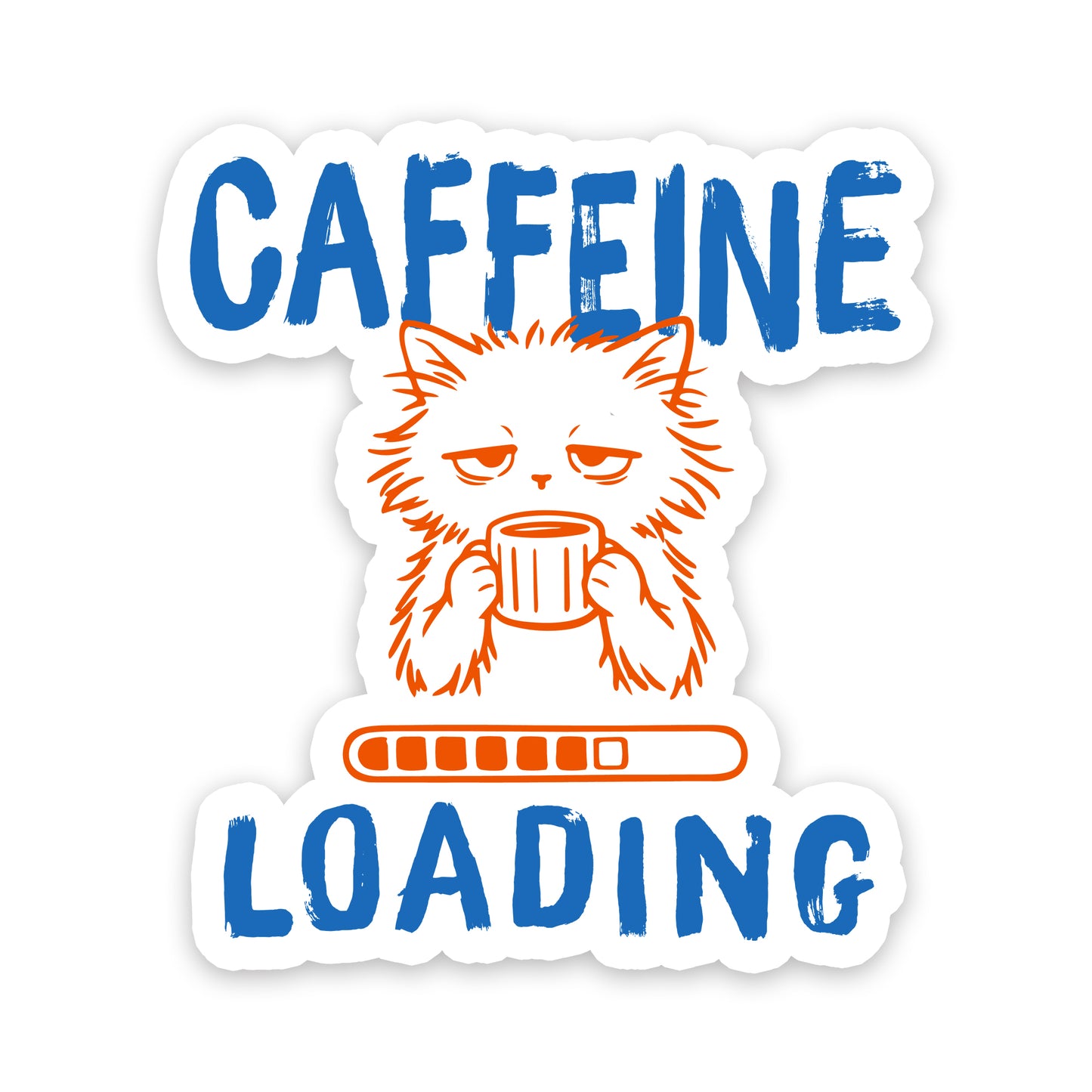 Caffeine Loading Funny Cat Vinyl Sticker