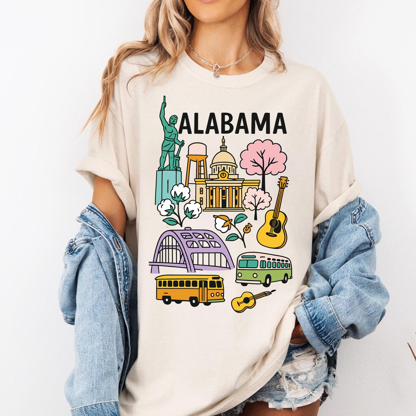 Alabama State Icons Retro Comfort Tee