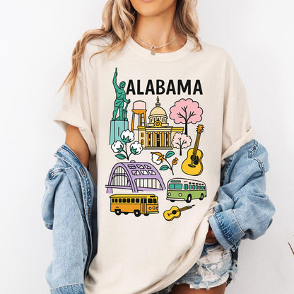 Alabama State Icons Retro Comfort Tee
