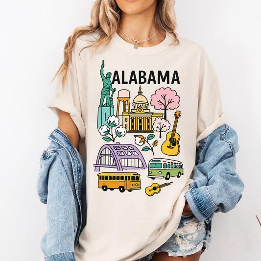 Alabama State Icons Retro Comfort Tee