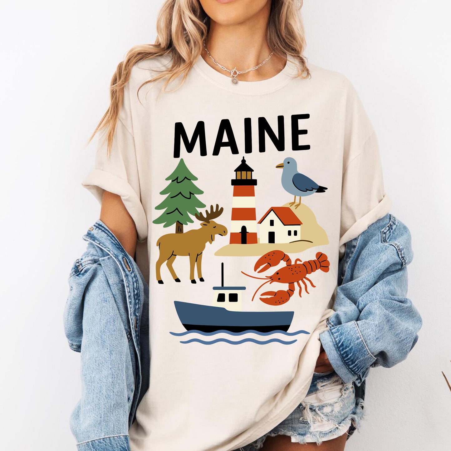 Maine Pine Tree State Retro Graphic Tee