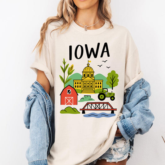 Iowa Heart of the Heartland Retro Graphic Tee