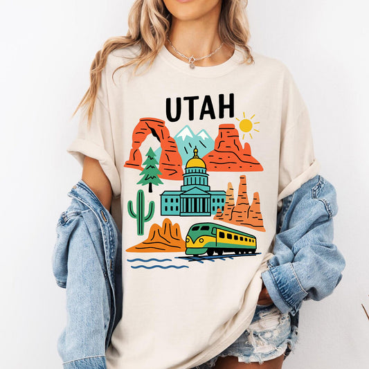 Utah Beehive State Adventure and Landmarks Retro Tee
