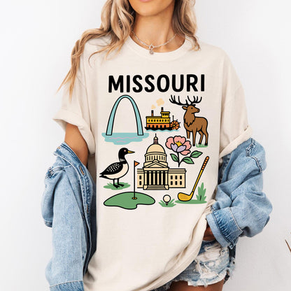Missouri Show-Me State Landmarks Retro Graphic Tee