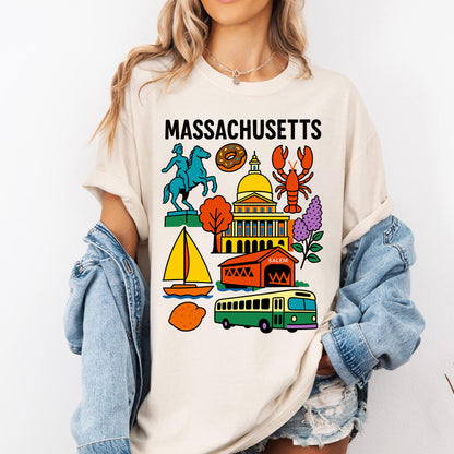 Massachusetts Bay State Heritage Retro Graphic Tee