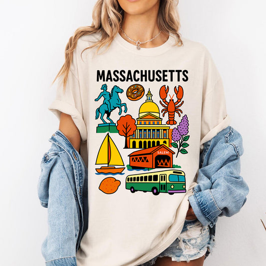Massachusetts Bay State Heritage Retro Graphic Tee