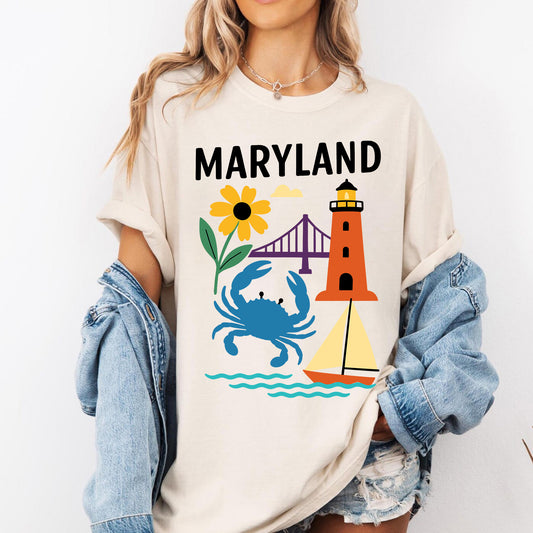 Maryland Coastal Heritage and Blue Crab Retro Tee