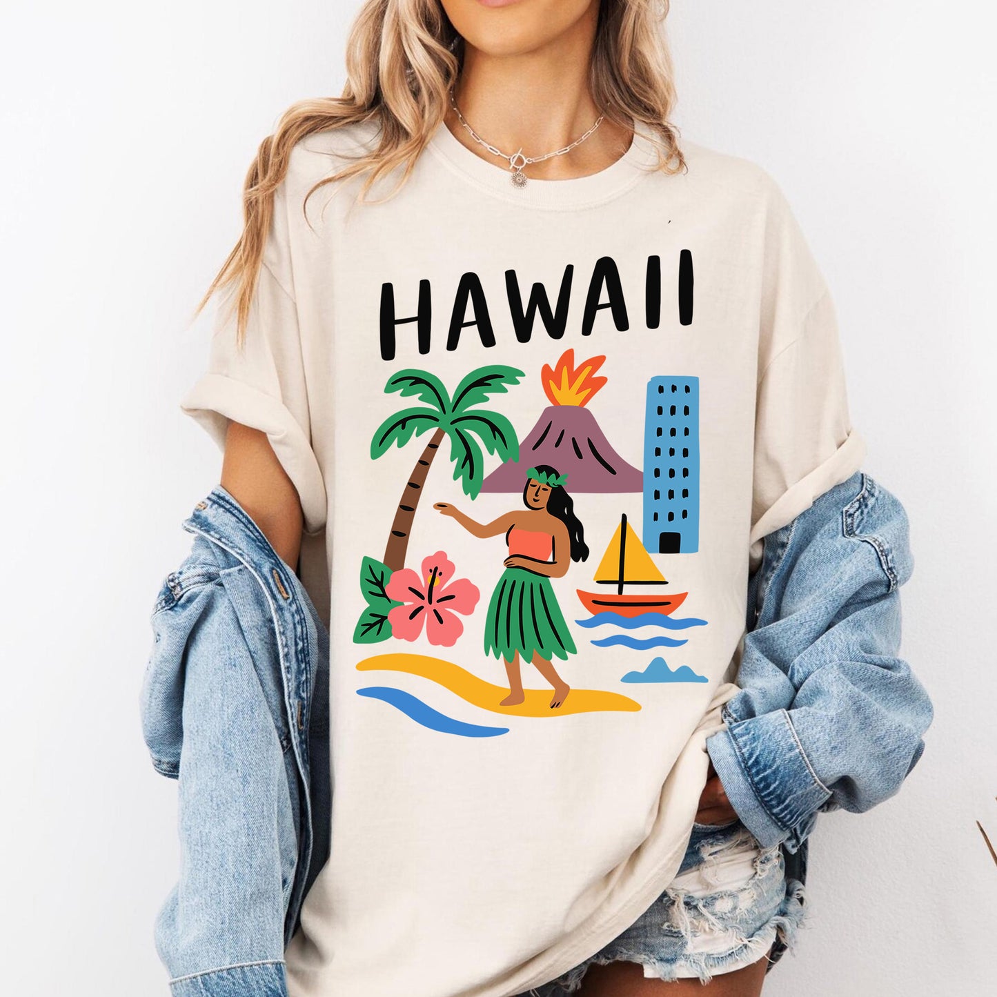 Hawaii Aloha State Tropical Retro Graphic Tee