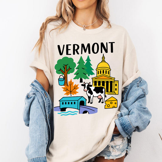 Vermont Green Mountain State Heritage Retro Graphic Tee