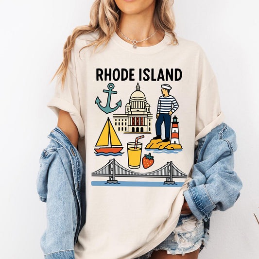 Rhode Island Ocean State Retro Graphic Tee