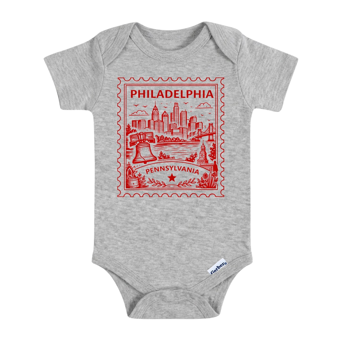 Philadelphia Pennsylvania Baby Vintage Postage Stamp ONESIE®