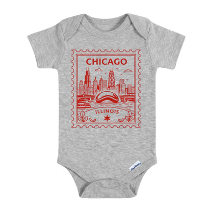 Chicago Illinois Baby Vintage Postage Stamp ONESIE®