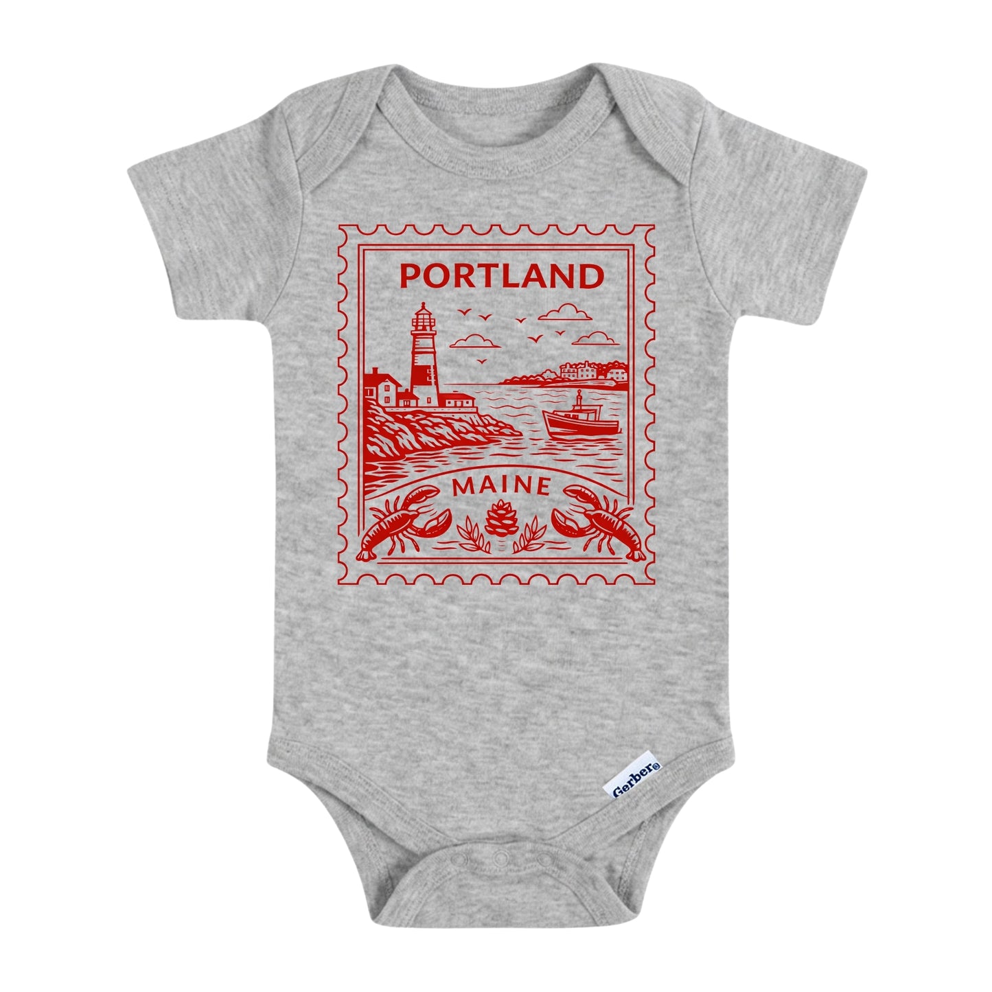 Portland Maine Baby Vintage Postage Stamp ONESIE®