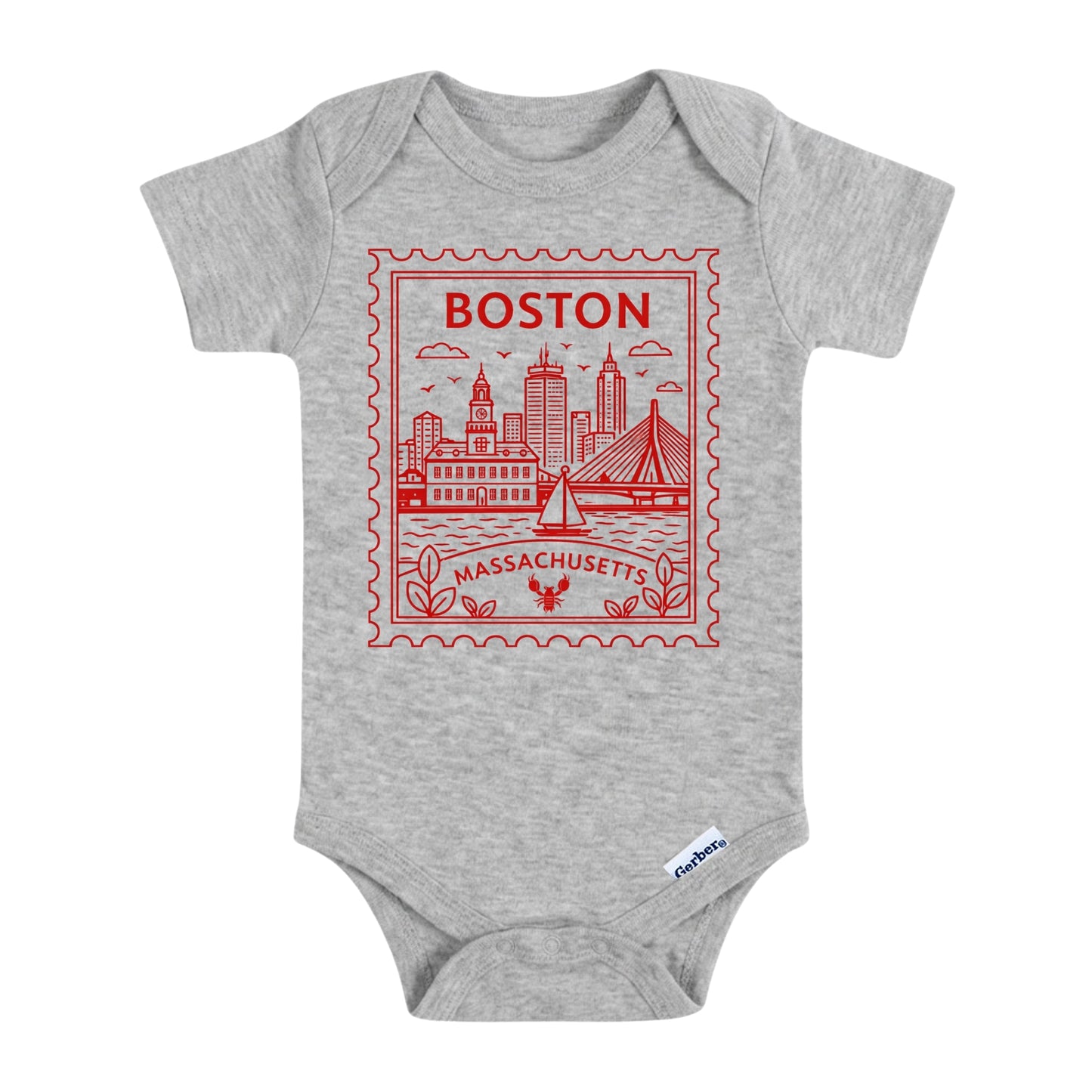 Boston Massachusetts Baby Vintage Postage Stamp ONESIE®