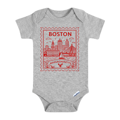 Boston Massachusetts Baby Vintage Postage Stamp ONESIE®
