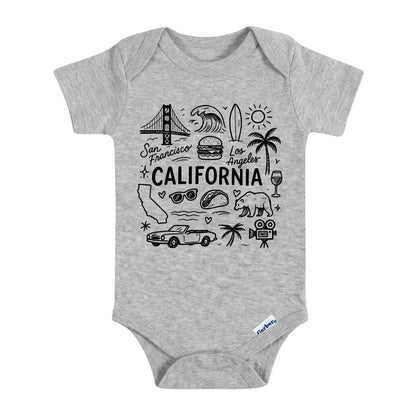 California Icons Baby Onesie ® – California Baby Bodysuit for Boys and Girls