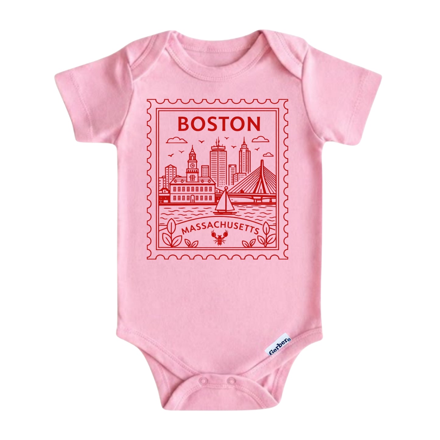 Boston Massachusetts Baby Vintage Postage Stamp ONESIE®