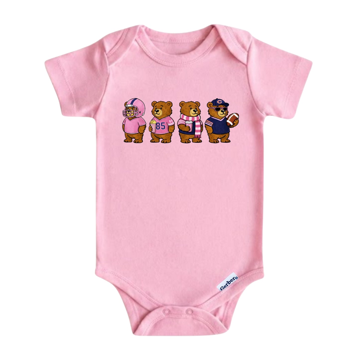 Pink Chicago Football Bear Baby Onesie ®