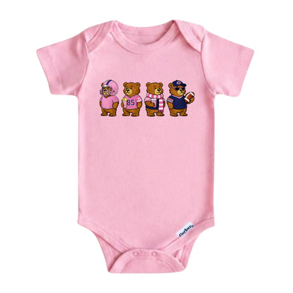 Pink Chicago Football Bear Baby Onesie ®