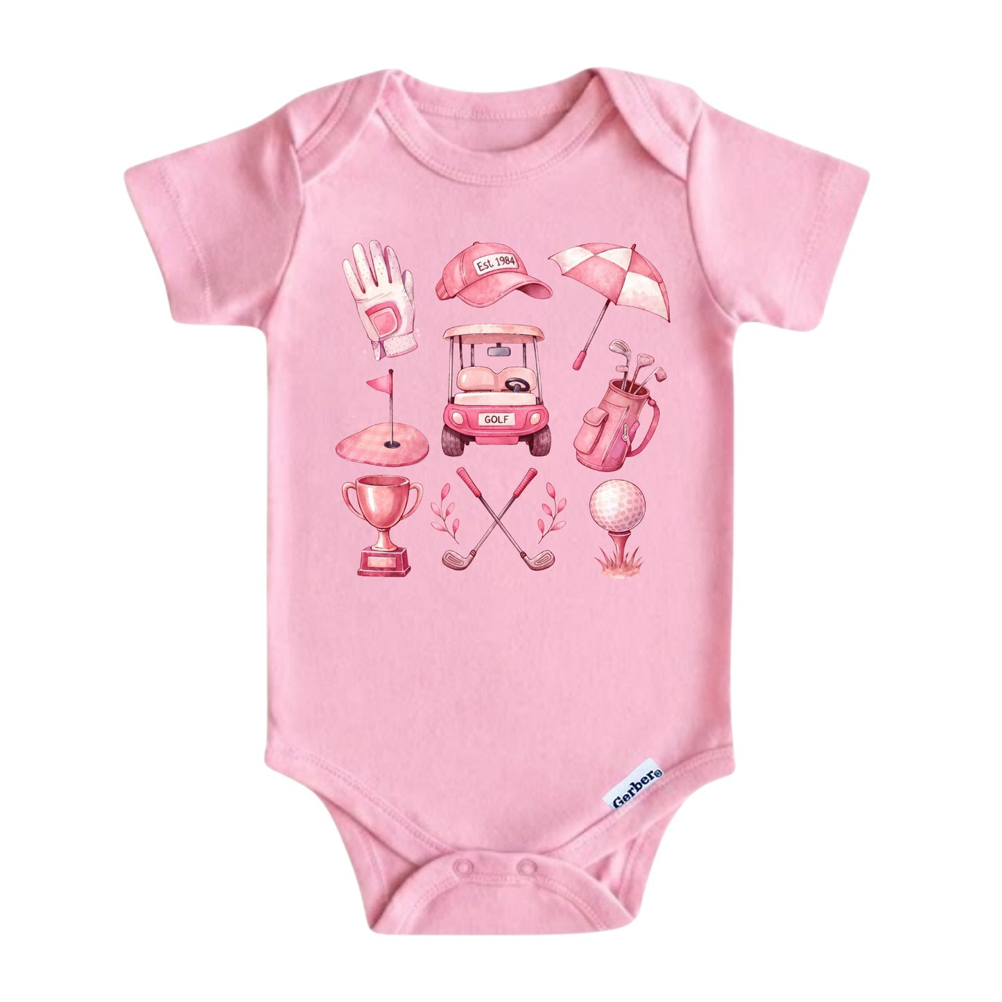 Kids Pink Golf Elements T-Shirt