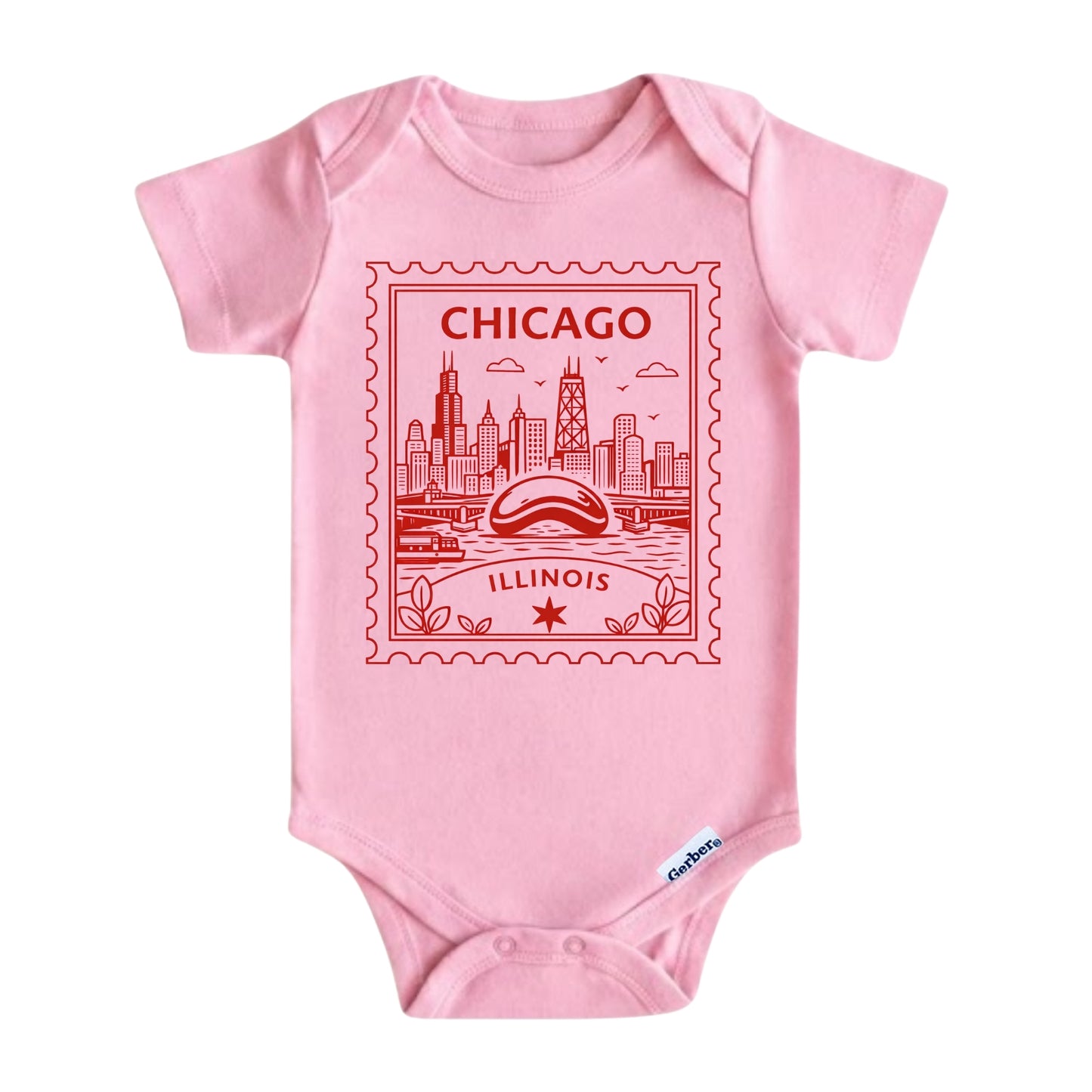 Chicago Illinois Baby Vintage Postage Stamp ONESIE®
