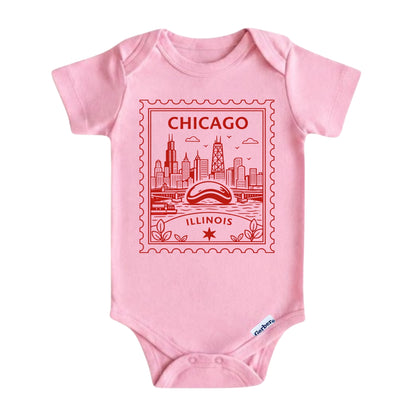 Chicago Illinois Baby Vintage Postage Stamp ONESIE®