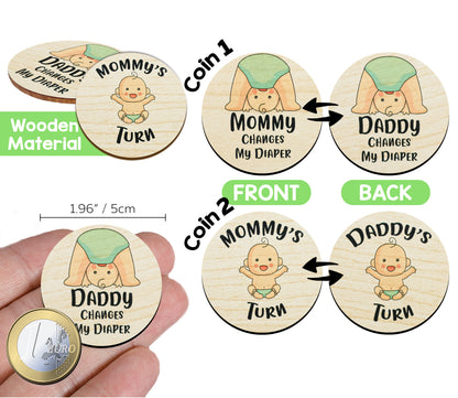 Parents Decision Flip Coin Set of 2 Wooden Coins