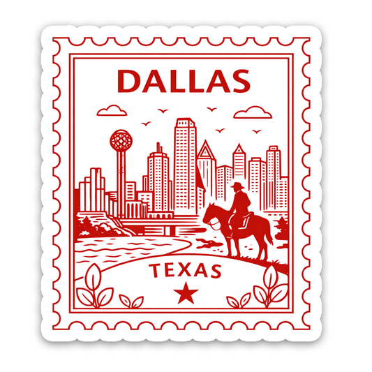 Dallas Texas Retro Postage Stamp Sticker