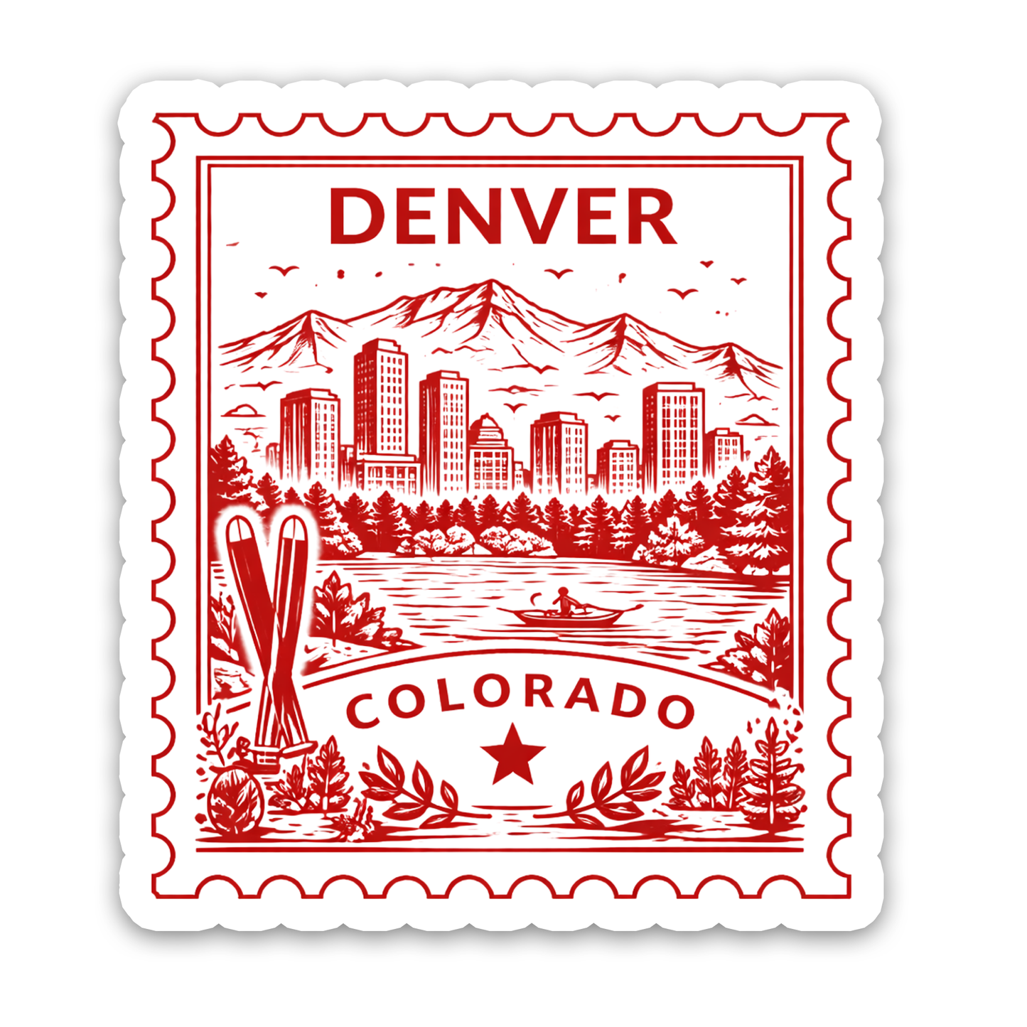 Denver Colorado Retro Postage Stamp Sticker
